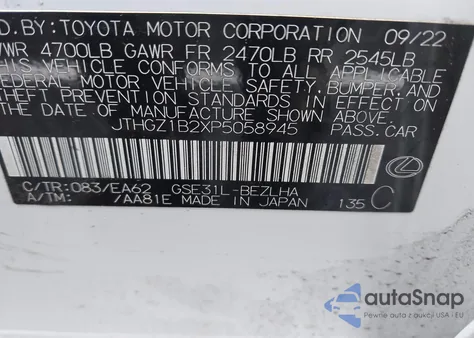 2023 Lexus Is 350 F Sport из США, поврежденный, VIN JTHGZ1B2XP5058945